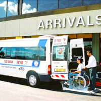 Yad Sarah Van at Ben Gurion airport picking up a disabled young lady