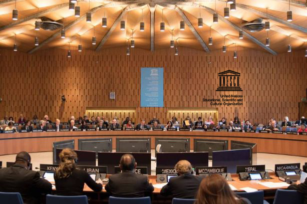 An image of the UNESCO organization in session